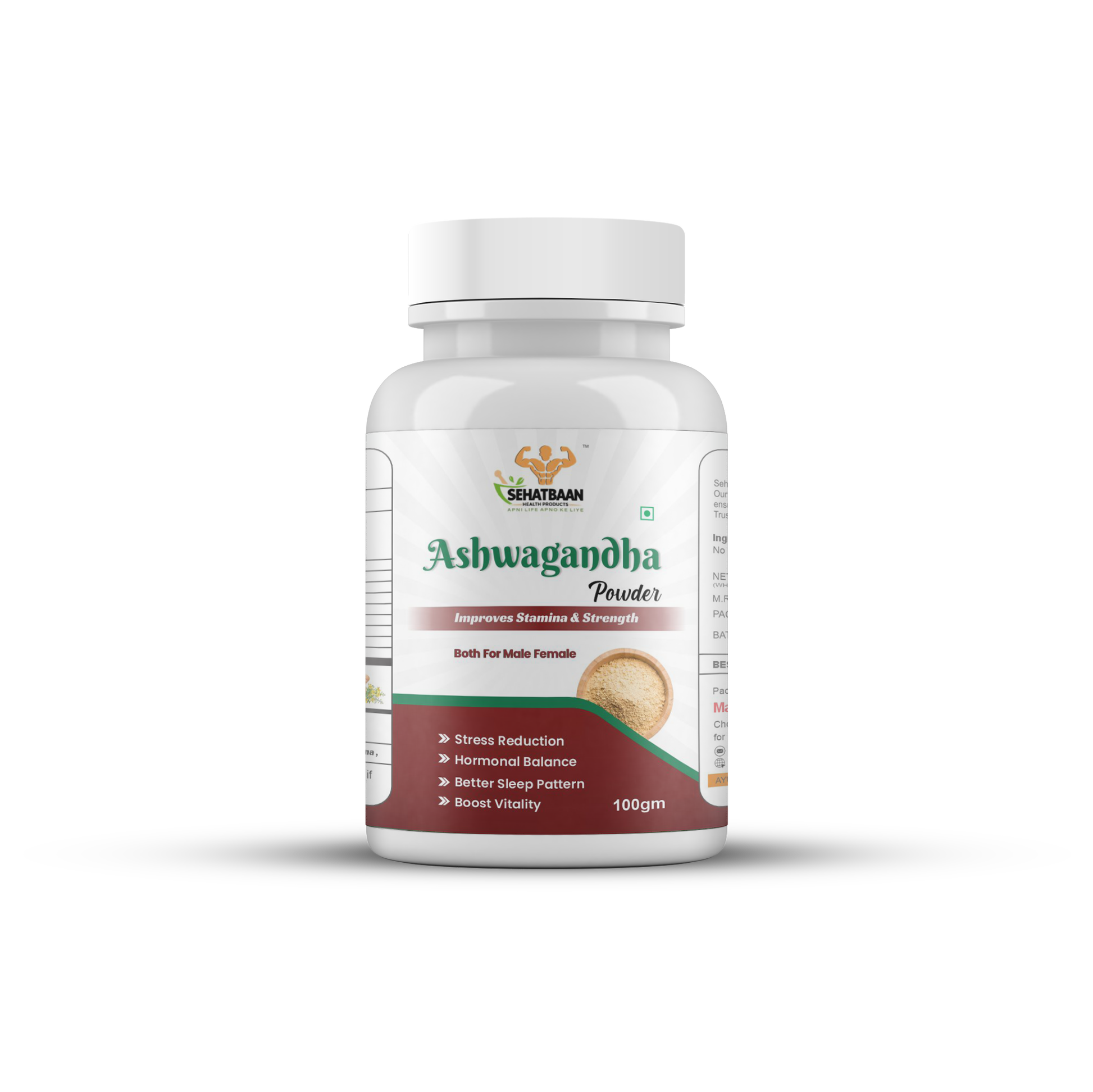 Ashwagandha Powder 100% Pure Herbal Supplement